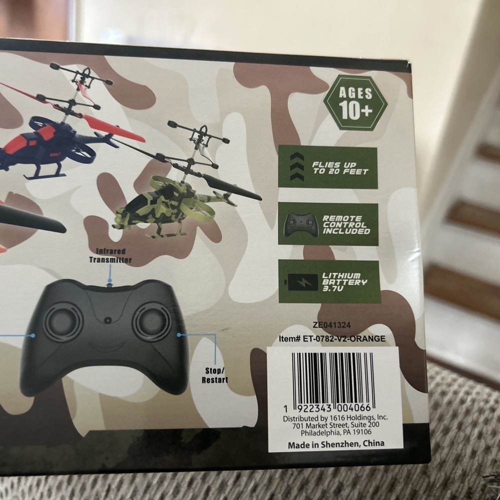 Remote Control Helicopter Eagle XVB Flies 20’ Lithium 3.7 V Battery Age 10+