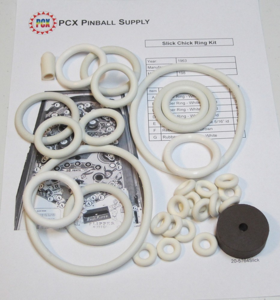 1963 Gottlieb Slick Chick Pinball Machine Rubber Ring Kit