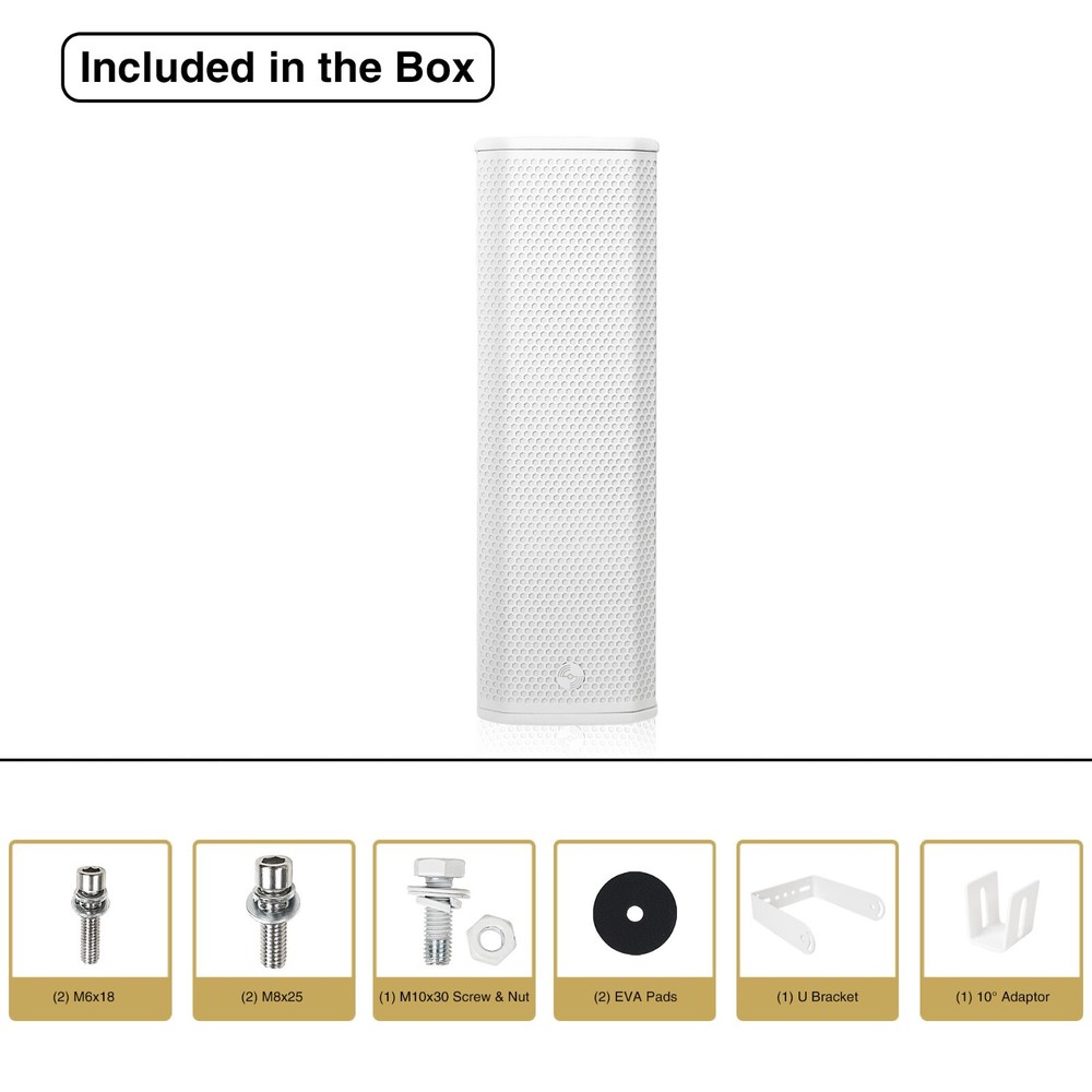 Sound Town Powered Wall-Mount Column Line Array Speaker 2x5",White (CARPO-K3WPW)