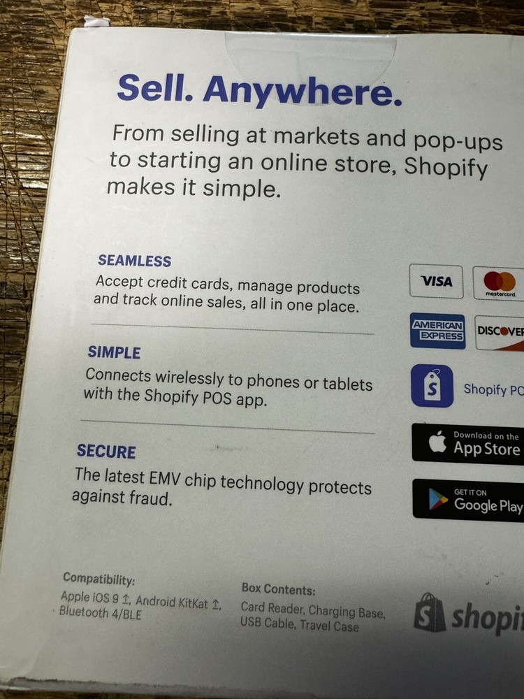 Shopify Chip and Swipe Credit Card Reader Wireless White Model S1701 - NEW