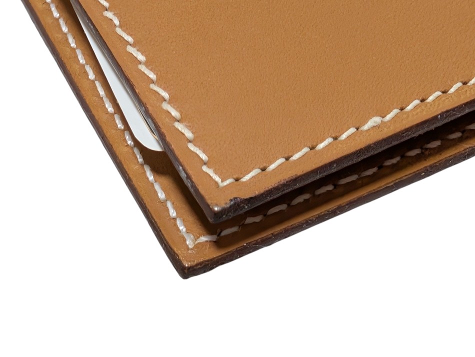 Authentic Hermes Notepad Leather Box Calf Bi-fold with Refill Light Brown