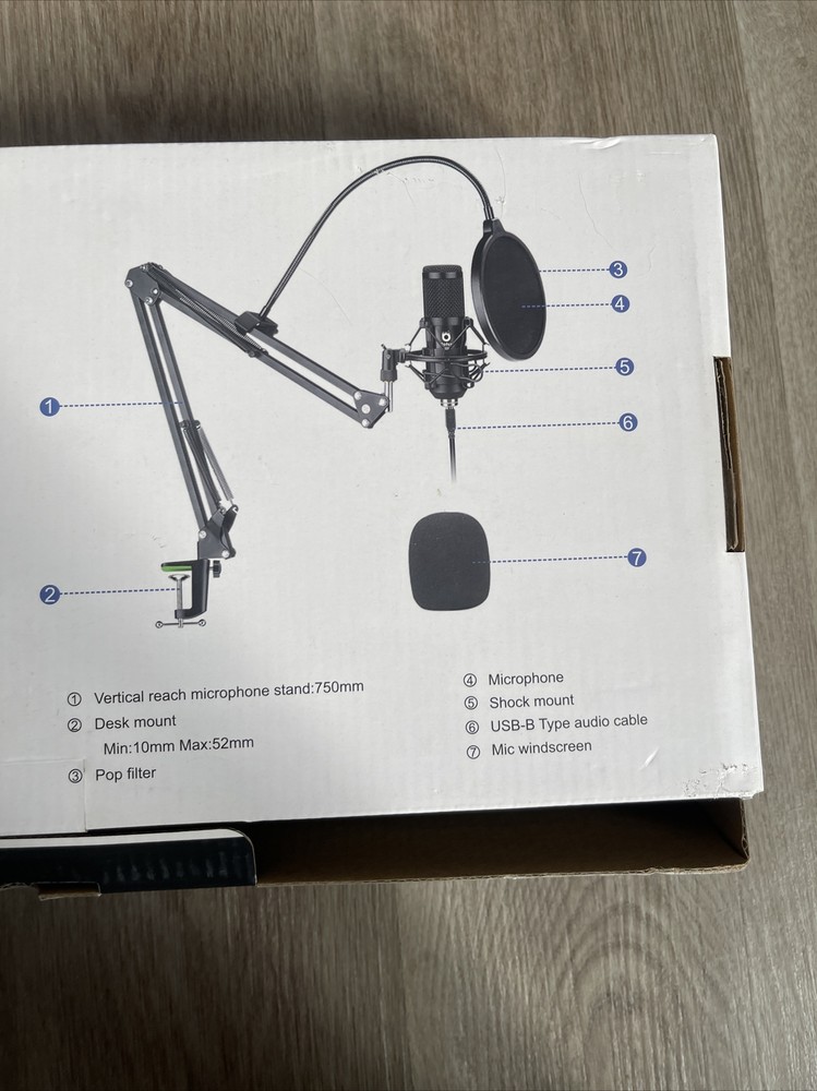 Rofeer Microphone Set Professional USB Condenser Open Box Never Used Complete