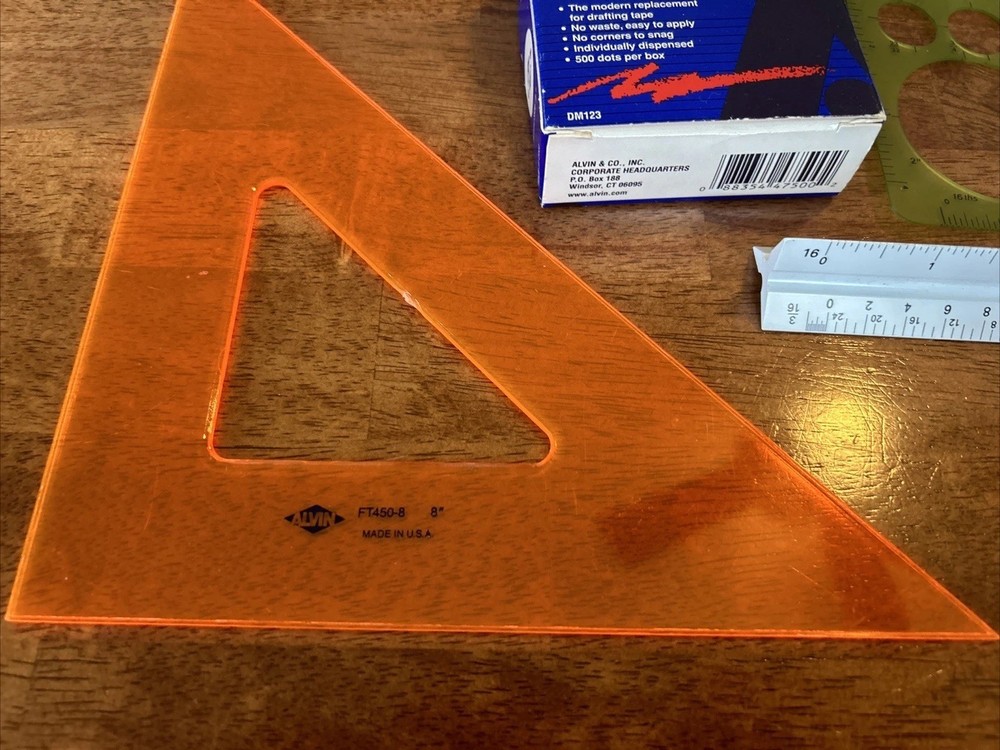 Alvin Drafting Architect Tools Triangle Ruler Brush Pen Lead Compass Dots Lot