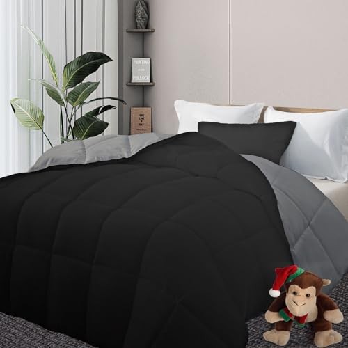 Comforter Size, Reversible Duvet Full Black/Gray Lightweight Comforter