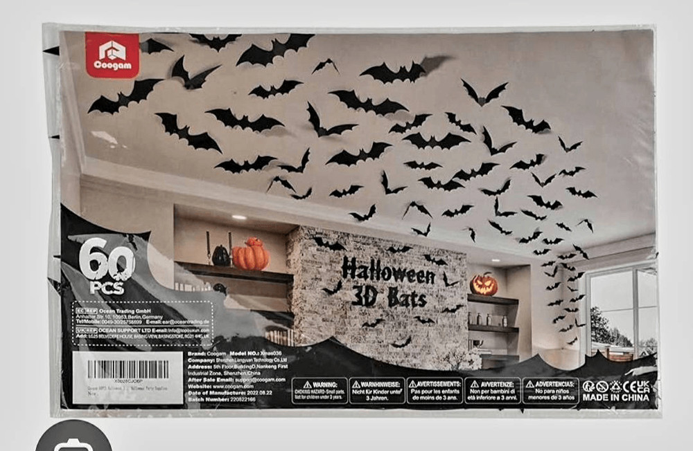 NIP COOGAM 60 PIECE 3D BAT DECOR