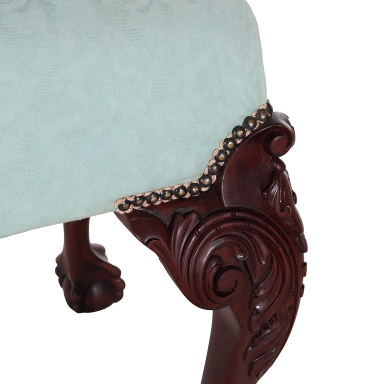 Vintage Chippendale Carved Mahogany Long Bench C1940