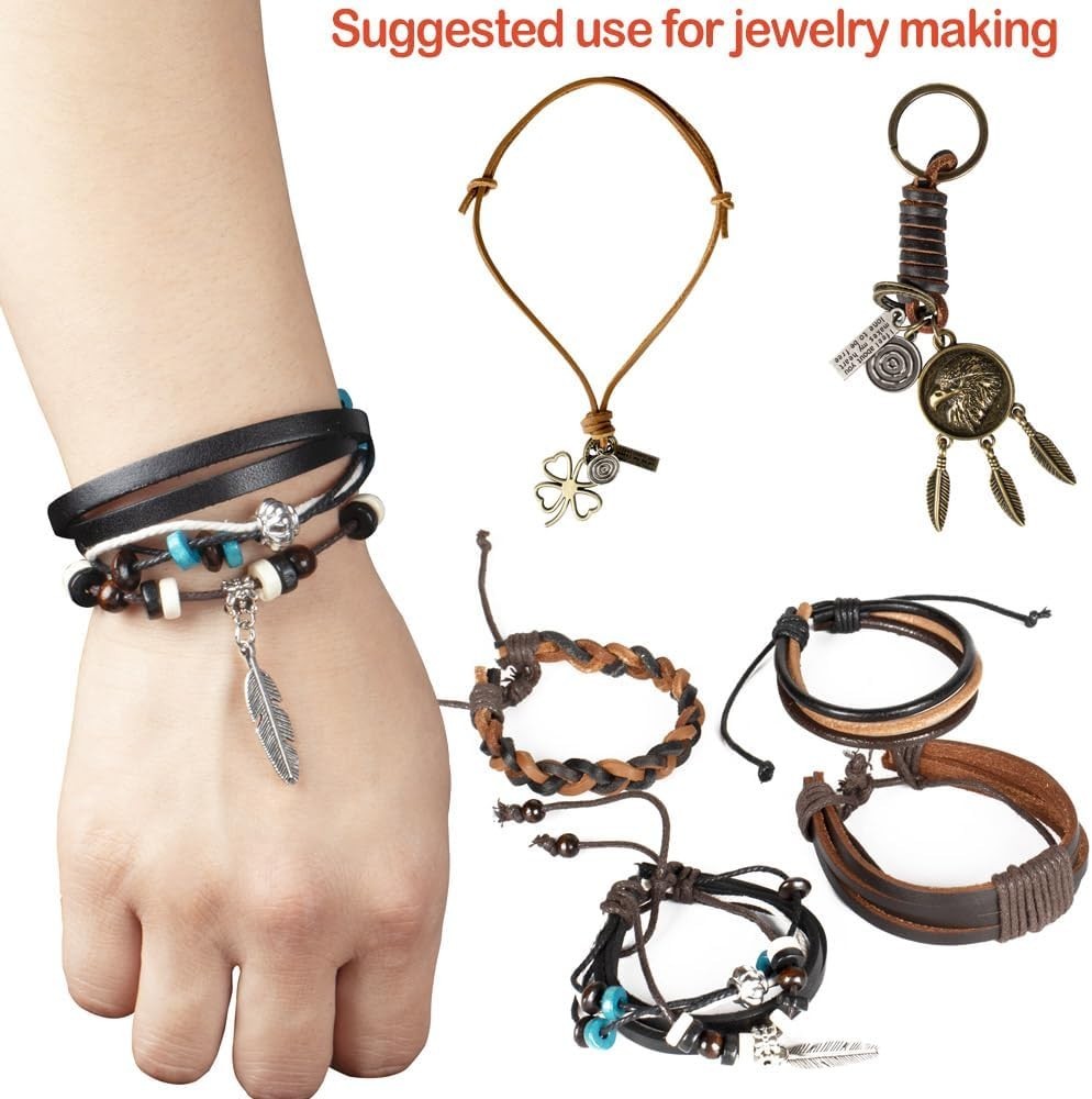 Flat Genuine Leather Strip Cord Braiding String Crafts Shoelace Tan 3mm 5 Yards