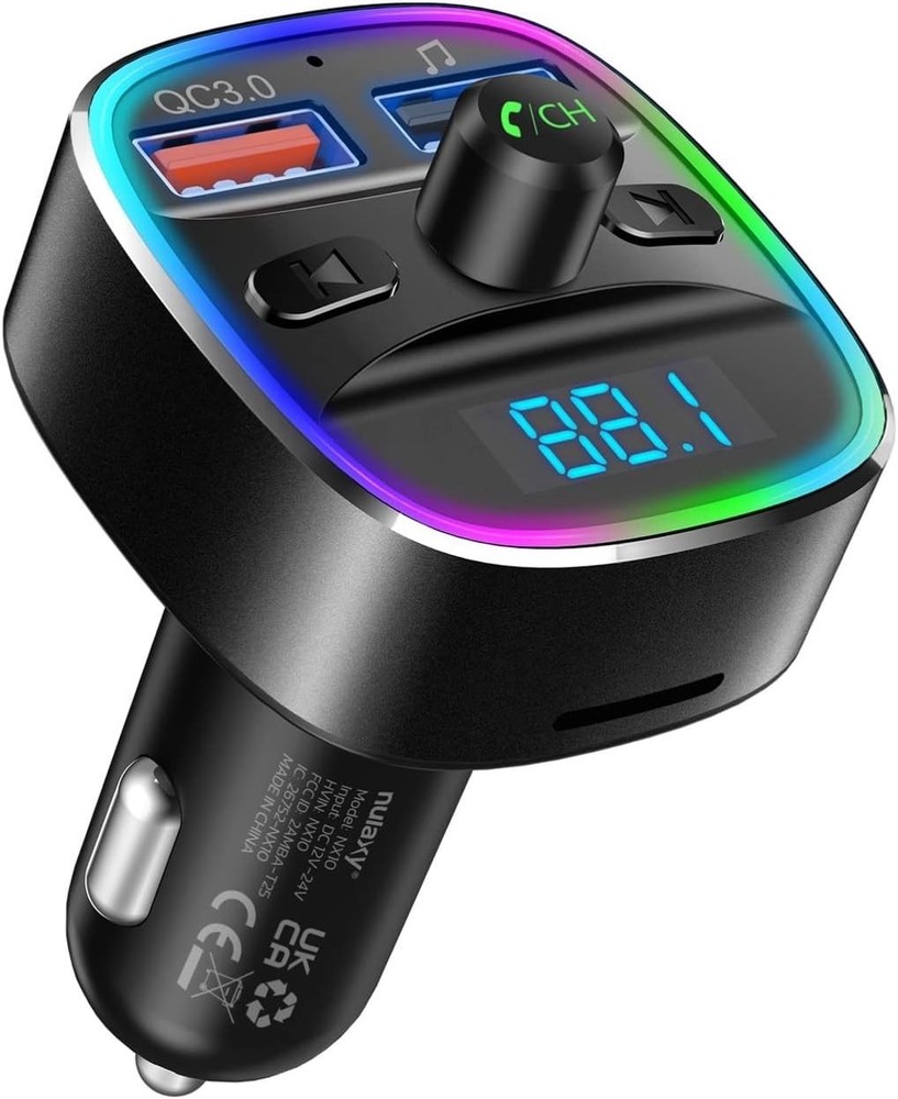 Bluetooth FM Transmitter, Bluetooth Car Adapter with Dual USB Charger Wireles...