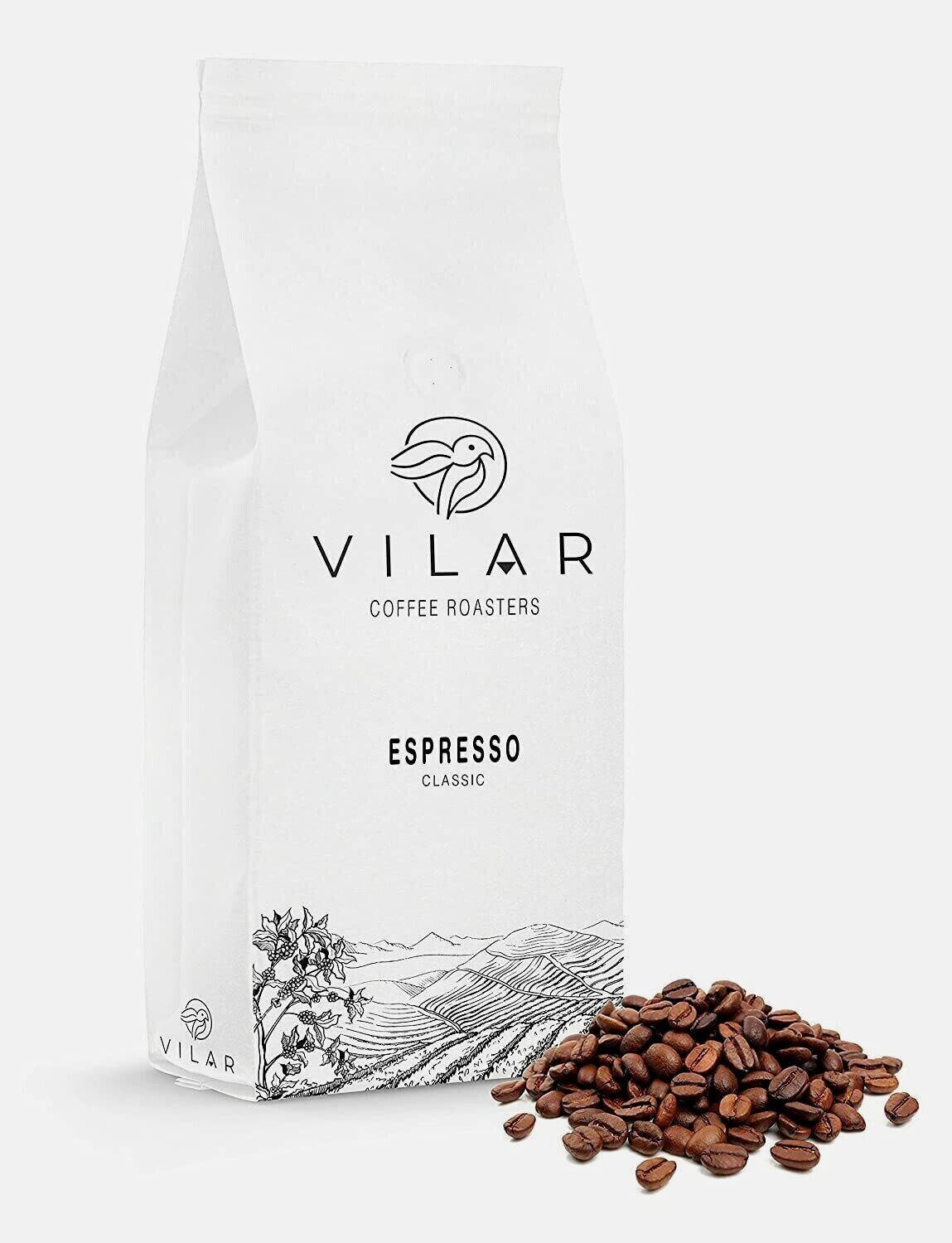 1Kg, 2.2Lb Vilar Espresso Coffee Beans, Ground, Medium, Dark Roast Classic Blend