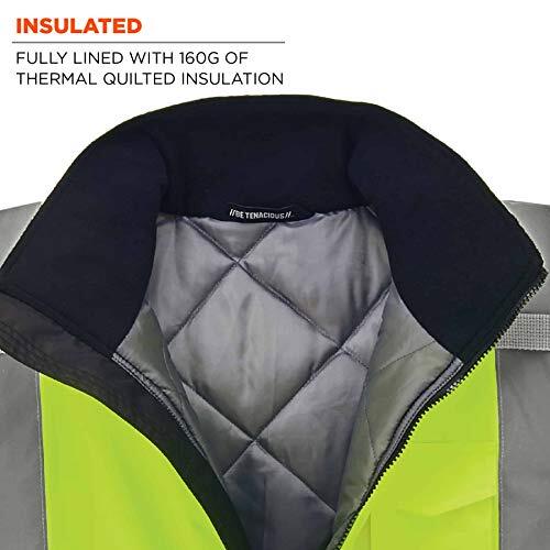 High Visibility Reflective Winter Bomber Jacket Black Bottom ANSI Compliant E...