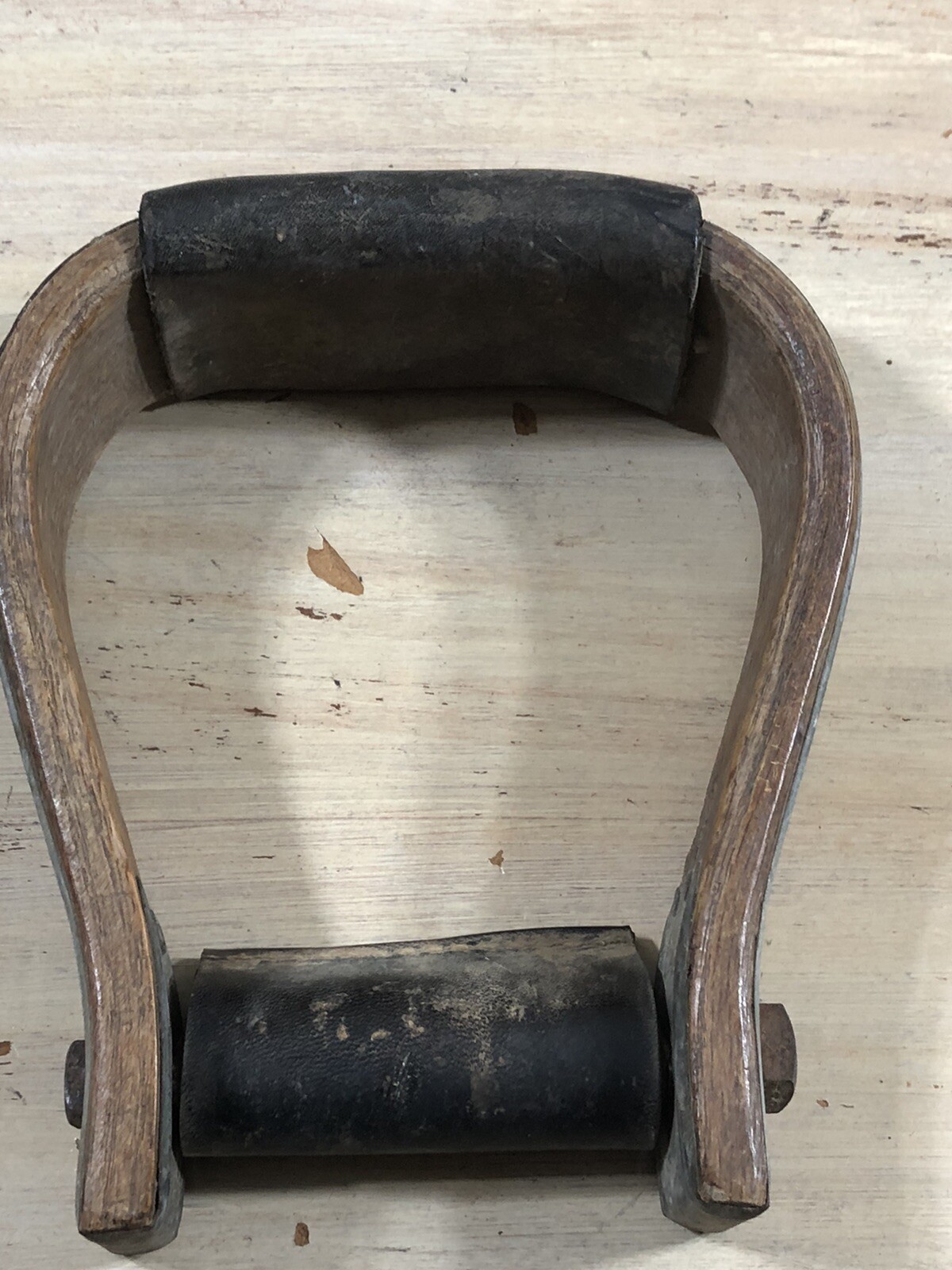 Vintage Horse Stirrup Oak W/Leather Woven Strapping Metal Tacking RUSTIC!