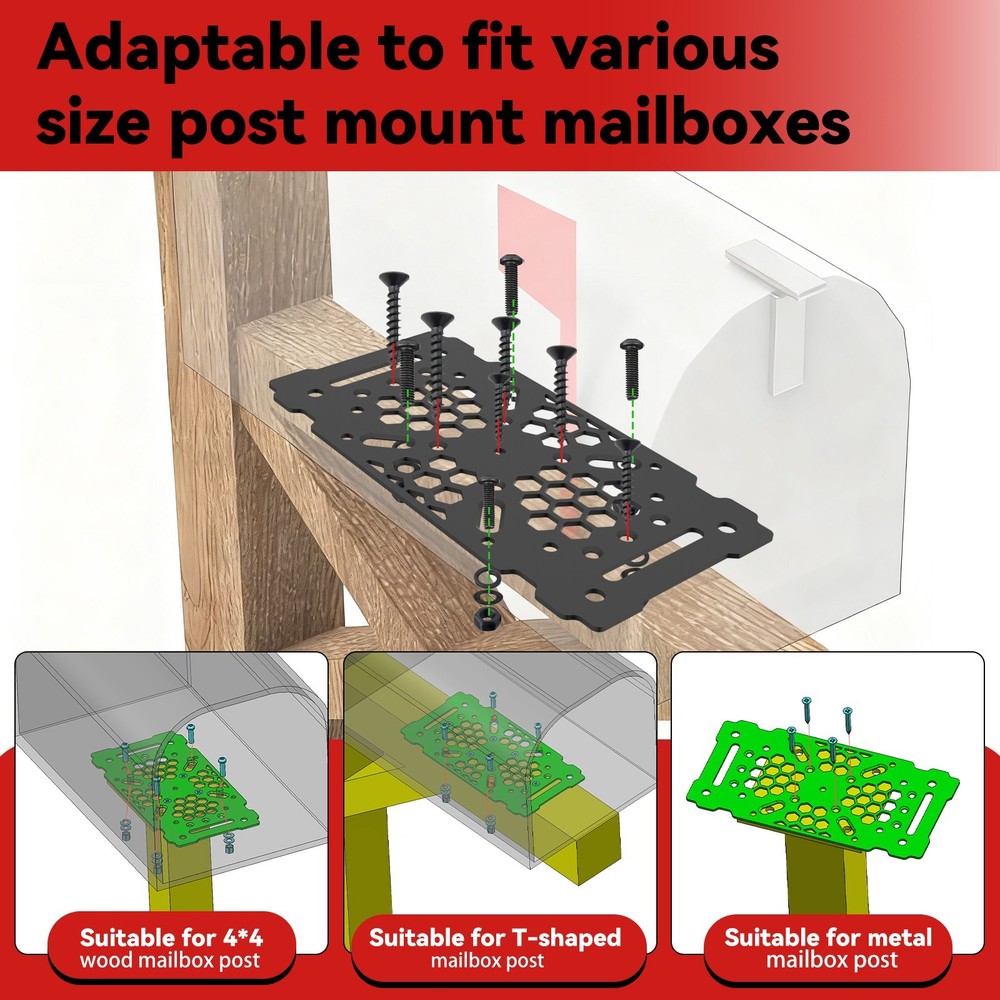 Mailbox Post Mount Brackets & Mailbox Flag, for Post Mount Mailboxes, Heavy duty