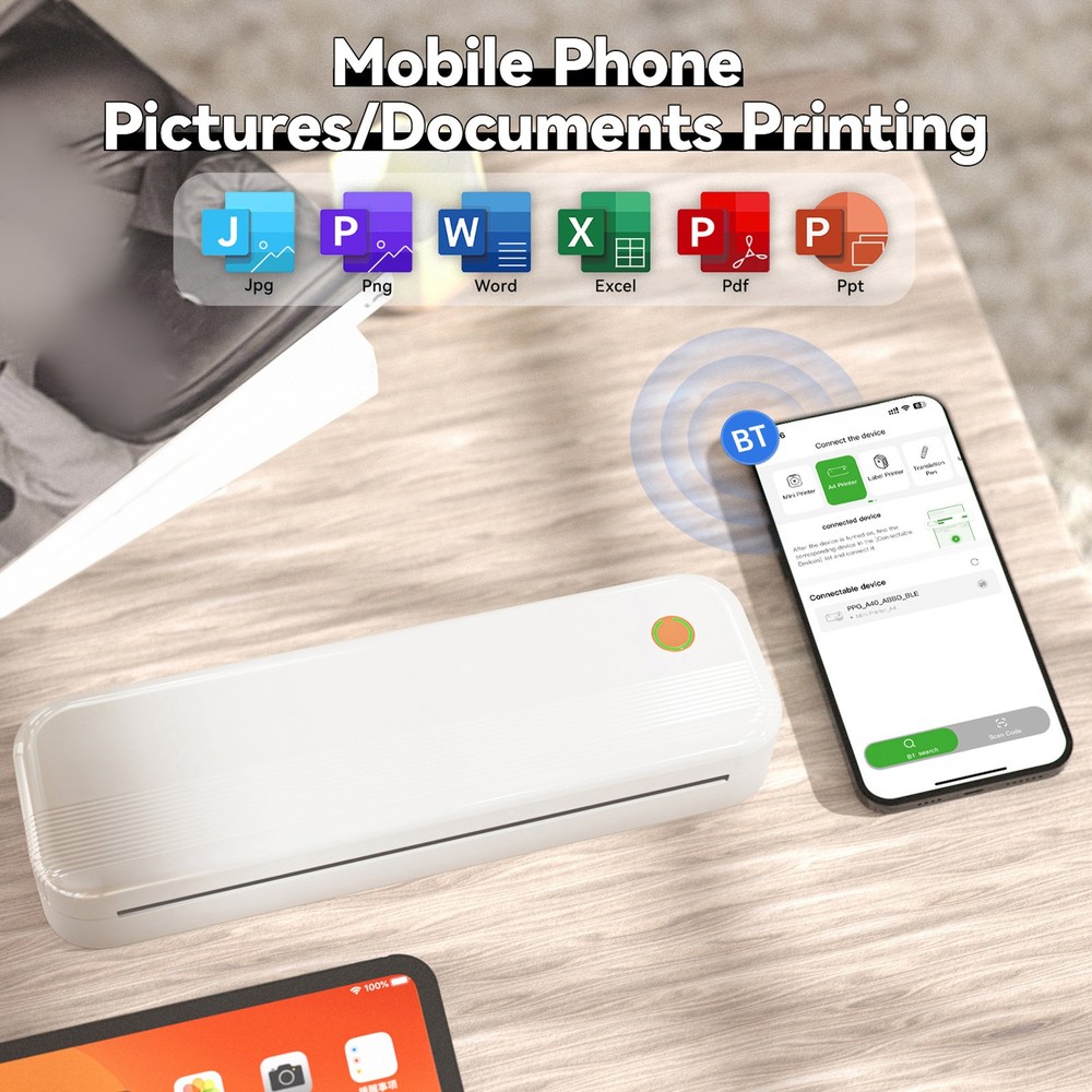 P40 A4 Wireless Label Printer Thermal Printer Portable Multiple Printing Sizes