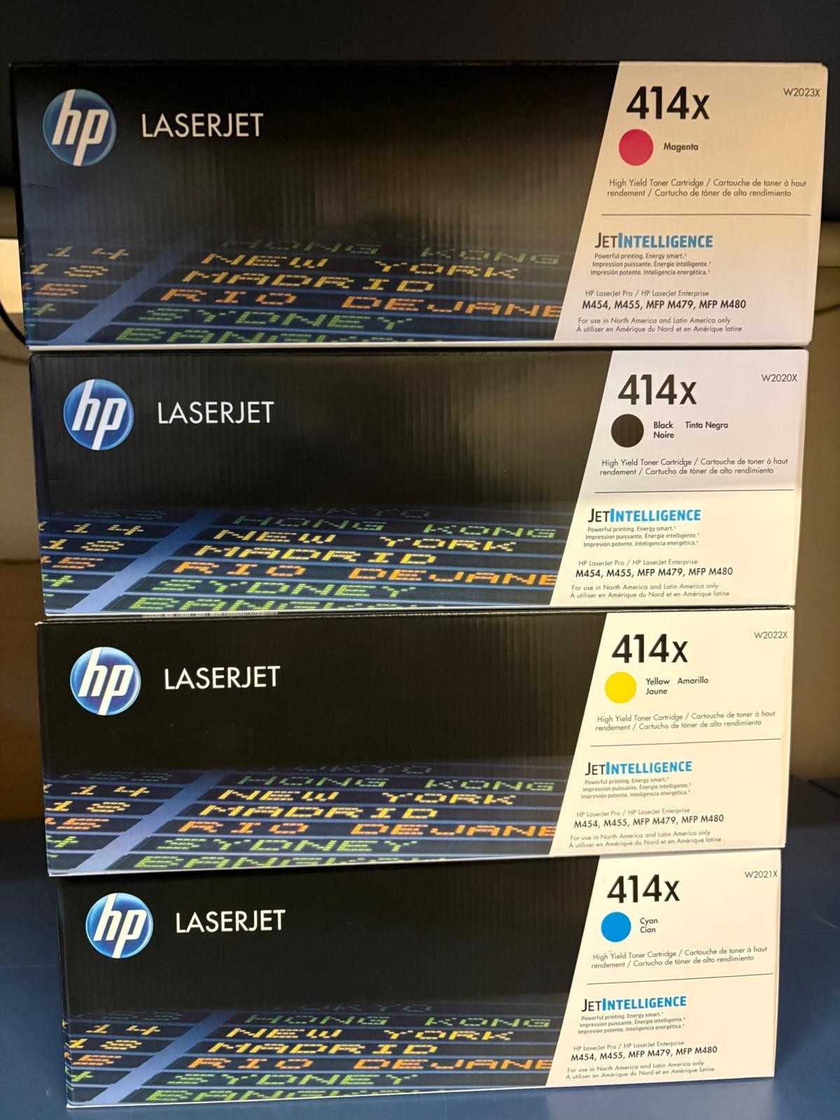 HP 414X High Yield Toner Set Black Cyan Magenta Yellow Genuine OEM W2020X-23X