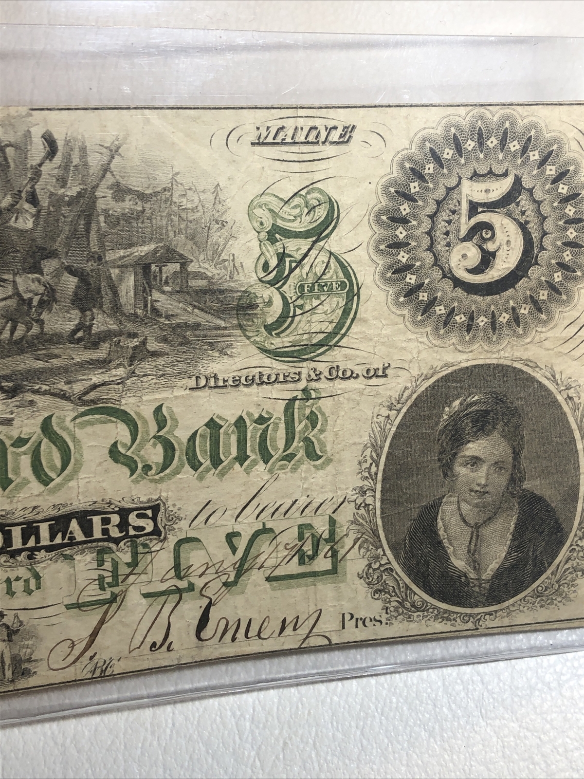 obsolete currency The Sanford Bank, Maine 1861 $5 S/n 481