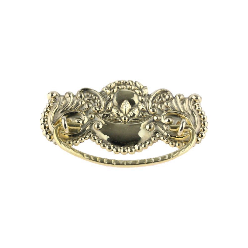 3" Flower & Leaf Design Bail Pull Solid Brass
