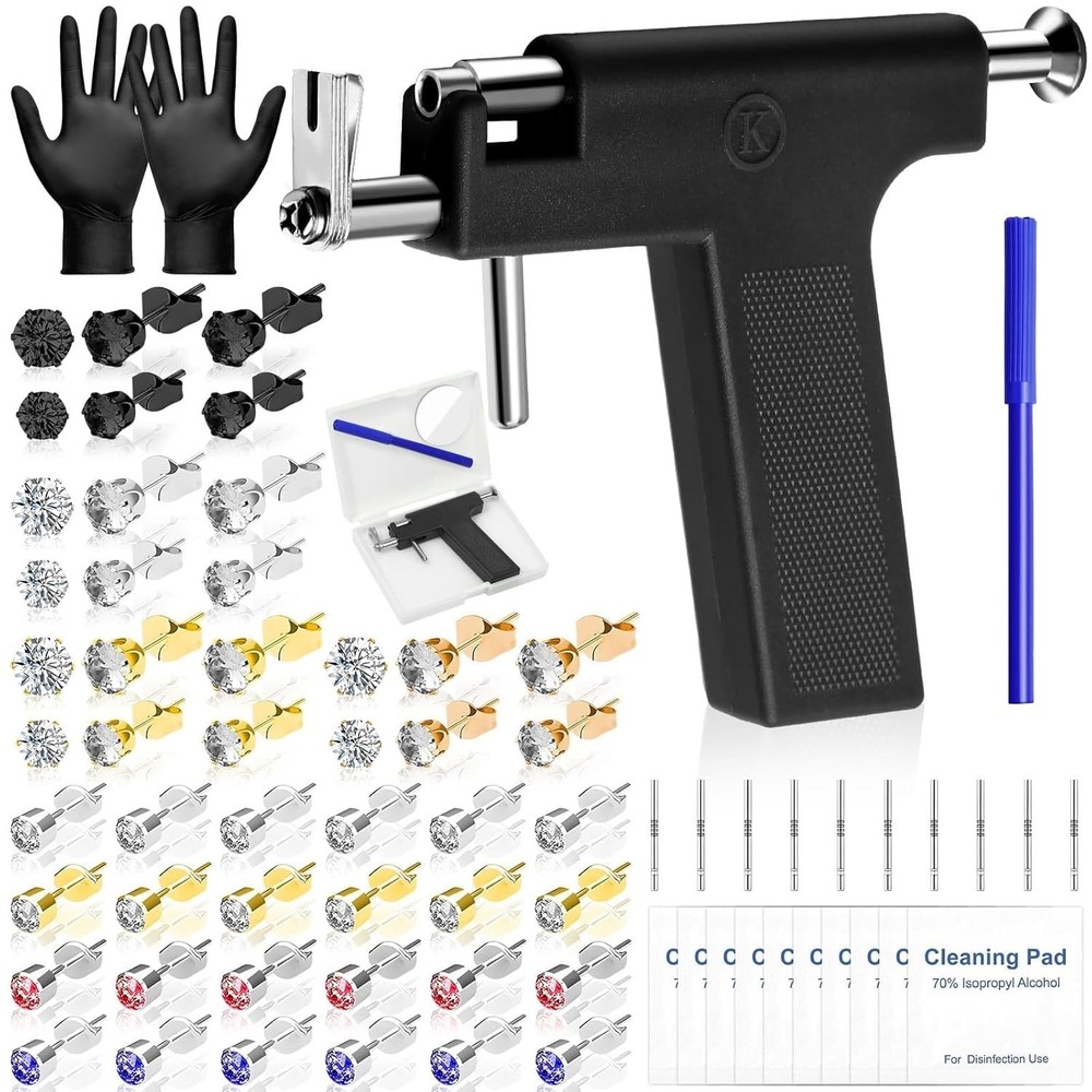 Professional Ear Piercing Gun, Reusable Machine with Dark Black