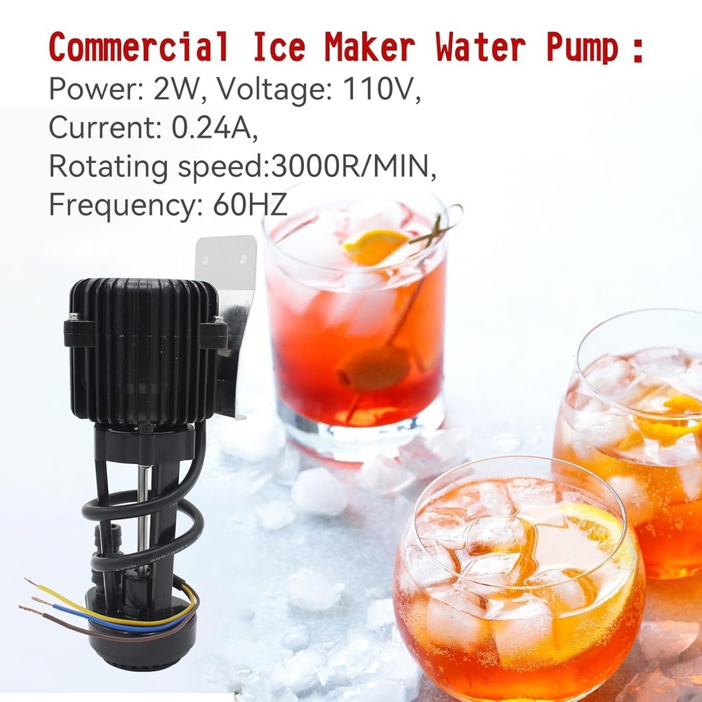 Durable Water Circulating Pump for Ice Makers - Quiet 2W Operation, Easy Install