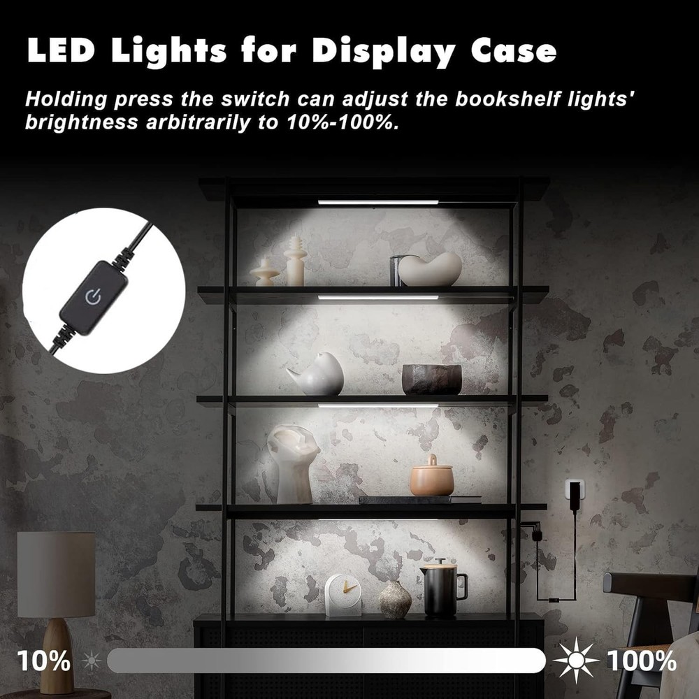 Black Shell Display Case Lights, LED Lights for Display Case with Memory Func...