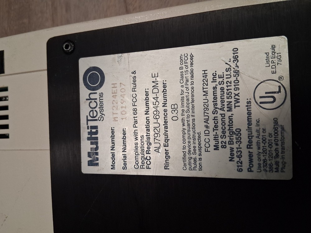MultiTech Systems Multi Modem 224E 2400/1200/300 - No PSU & Untested
