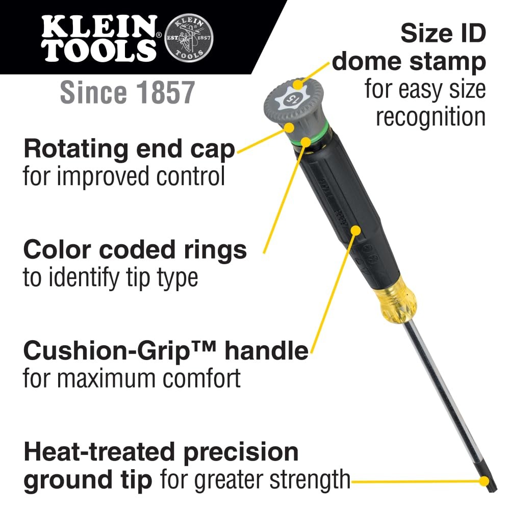 Klein Tools 85617 Mini Precision Screwdriver Set, One Size, Black/Yellow