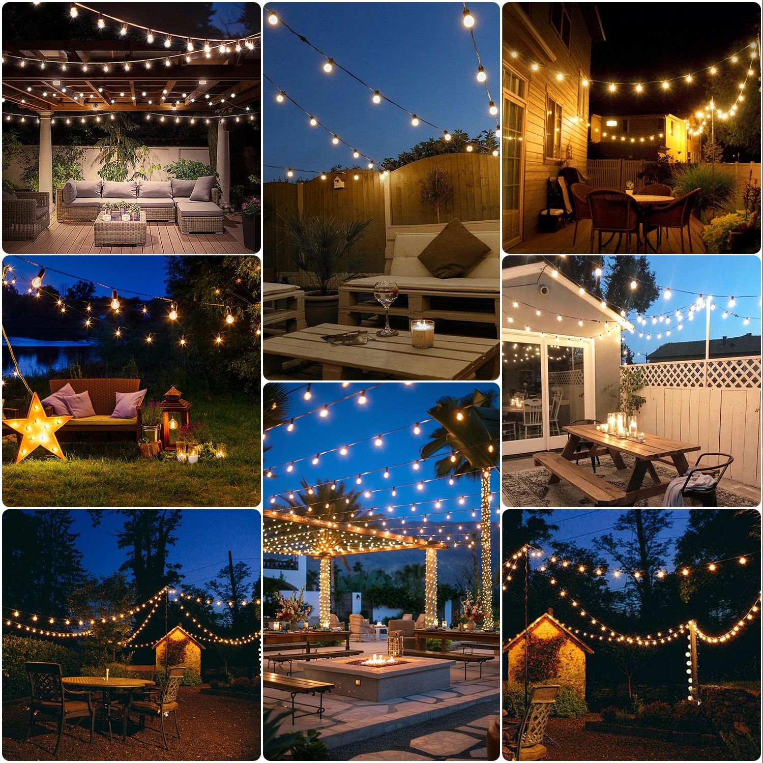200FT Outdoor String Lights LED Patio Light Waterproof Shatterproof 102 G40 Bulb