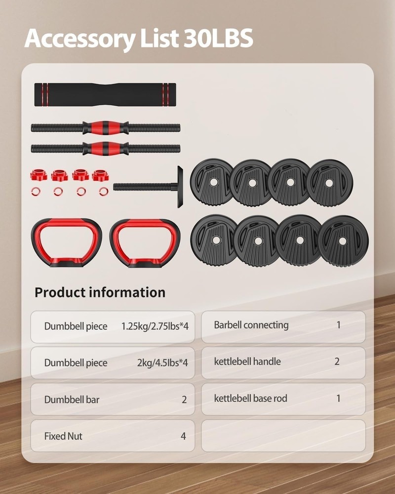 Versatile Free Weight Set for Strength Training, Includes Barbell and Kettlebell