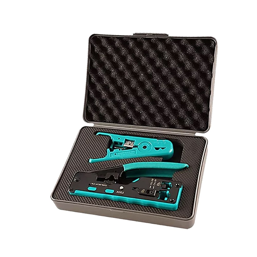Pass Through Crimp Tool Kit Ethernet Crimper Cat5/ Cat5e/Cat6/Cat6A/Cat7