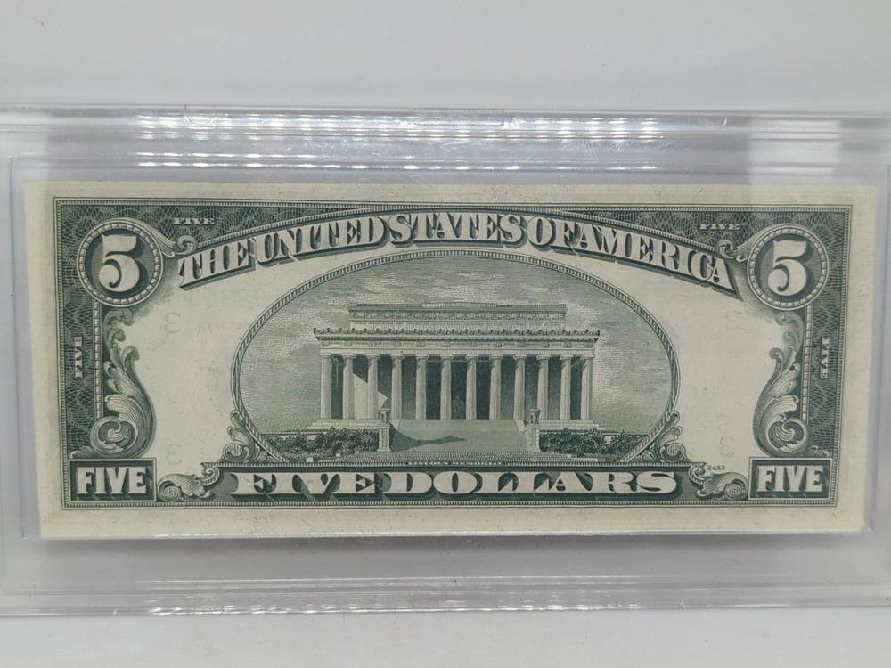 1950 B $5 UNITED STATES FEDERAL RESERVE OFFSET MISALIGNMENT ERROR NOTE
