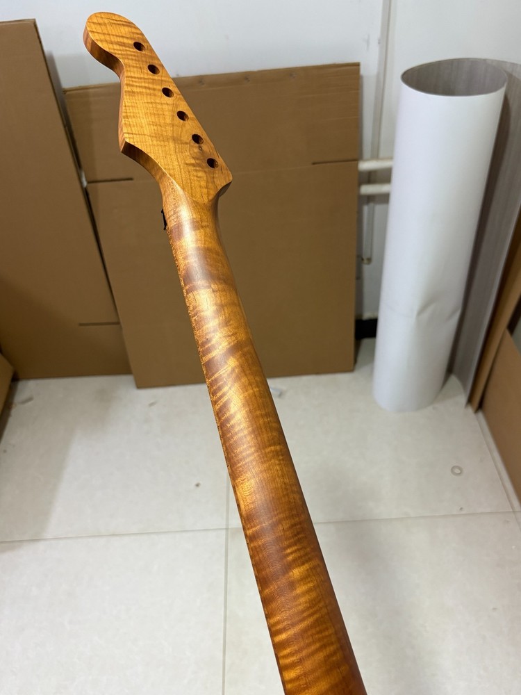 22fret Roasted Flame Maple guitar neck 25.5 inch Lock Nut Replace