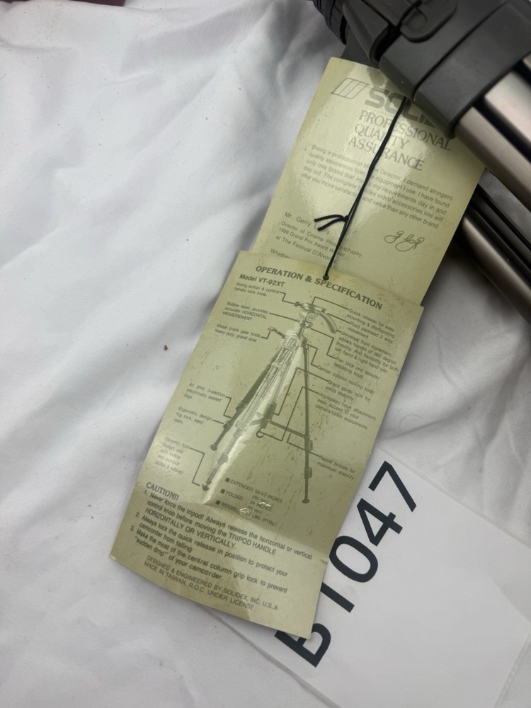 Solidex Performance Video Camera Tripod Model VT 92-XT AS IS