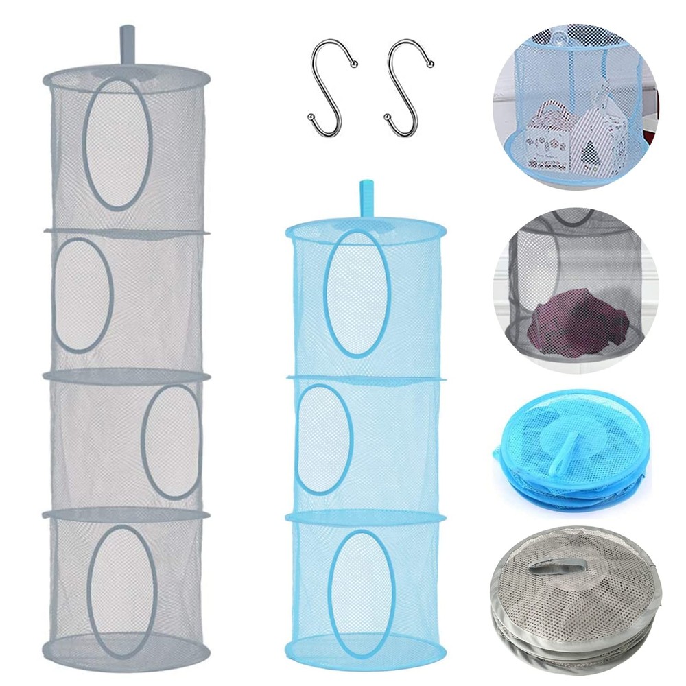 2pcs Hanging Mesh Storage Organizer Bag Foldable Space Saving Organizer with ...