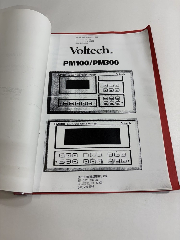Voltech PM100 Power Analyzer Instruction Manual Voltech PM300 User Manual Guide