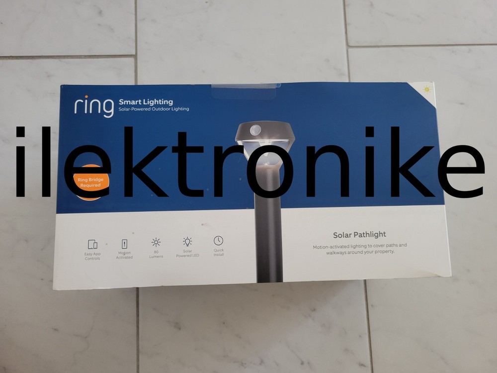 Brand NEW Ring Solar Powered Pathway Light Motion-Activated 1 Pack Black