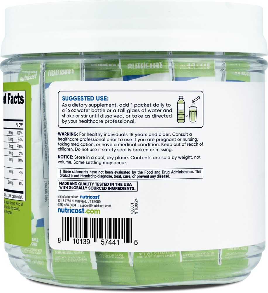 Nutricost Electrolytes Complex, Green Apple Flavored, 40 Stickpacks