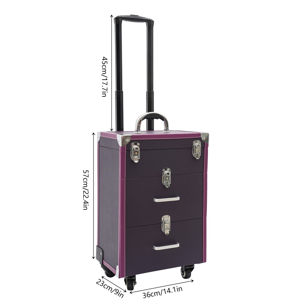 Large Rolling Cosmetic Case Makeup Trolley Rolling Makeup Case Waterproof