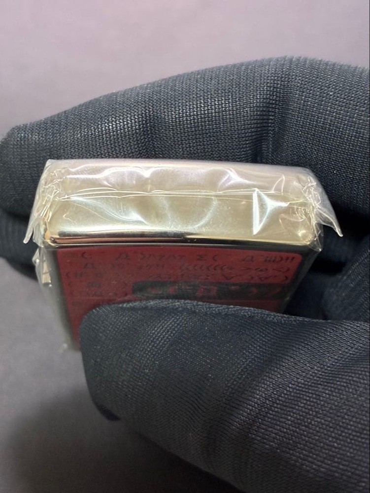 Zippo Emoticons Red Silver One Sided Processing Oil Lighter Regular Japan