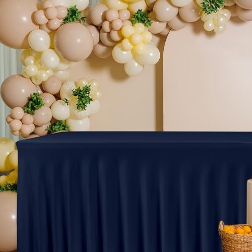 4ft Spandex Tablecloth 2 Pack Fitted Stretch Table 24x48 Inch| 2 Pack Navy