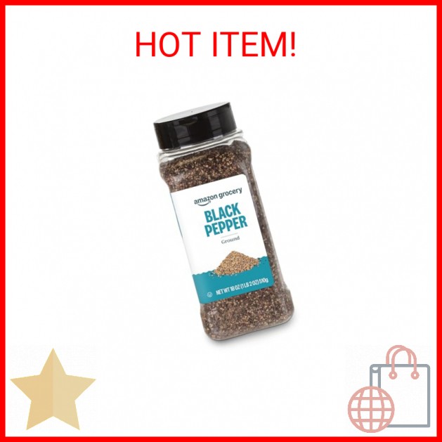 Amazon Grocery, Ground Black Pepper, 18 Oz