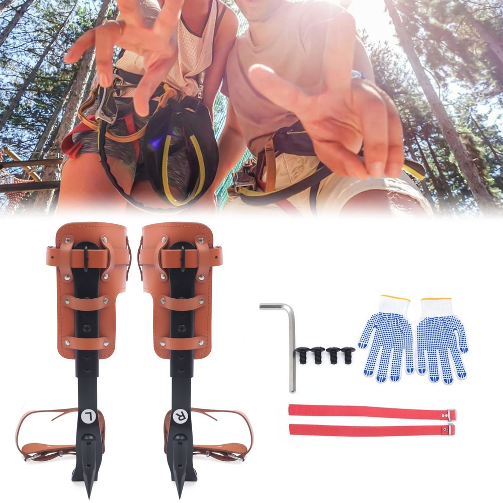 Tree Climbing Spike Kit Pole Climbing Spurs Steel Adjustable Climber Strap Gaffs