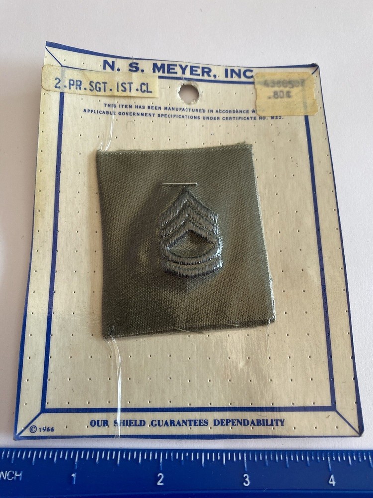 NOS US Army Sergeant First Class Patches Vietnam Original Meyer Packaging 1966
