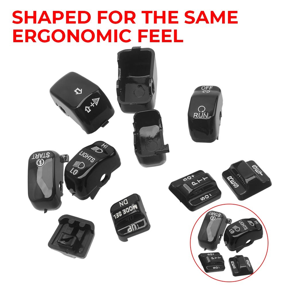 Black Mount Caps Hand Control Switch Button Covers For Harley Touring Road Glide