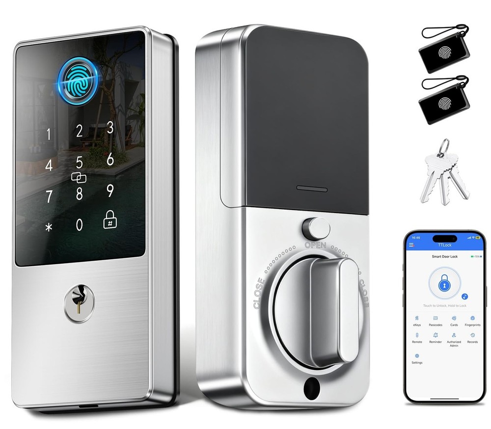 Biometric Smart Lock Deadbolt, Keyless Entry Door Lock with App Control & Rem...