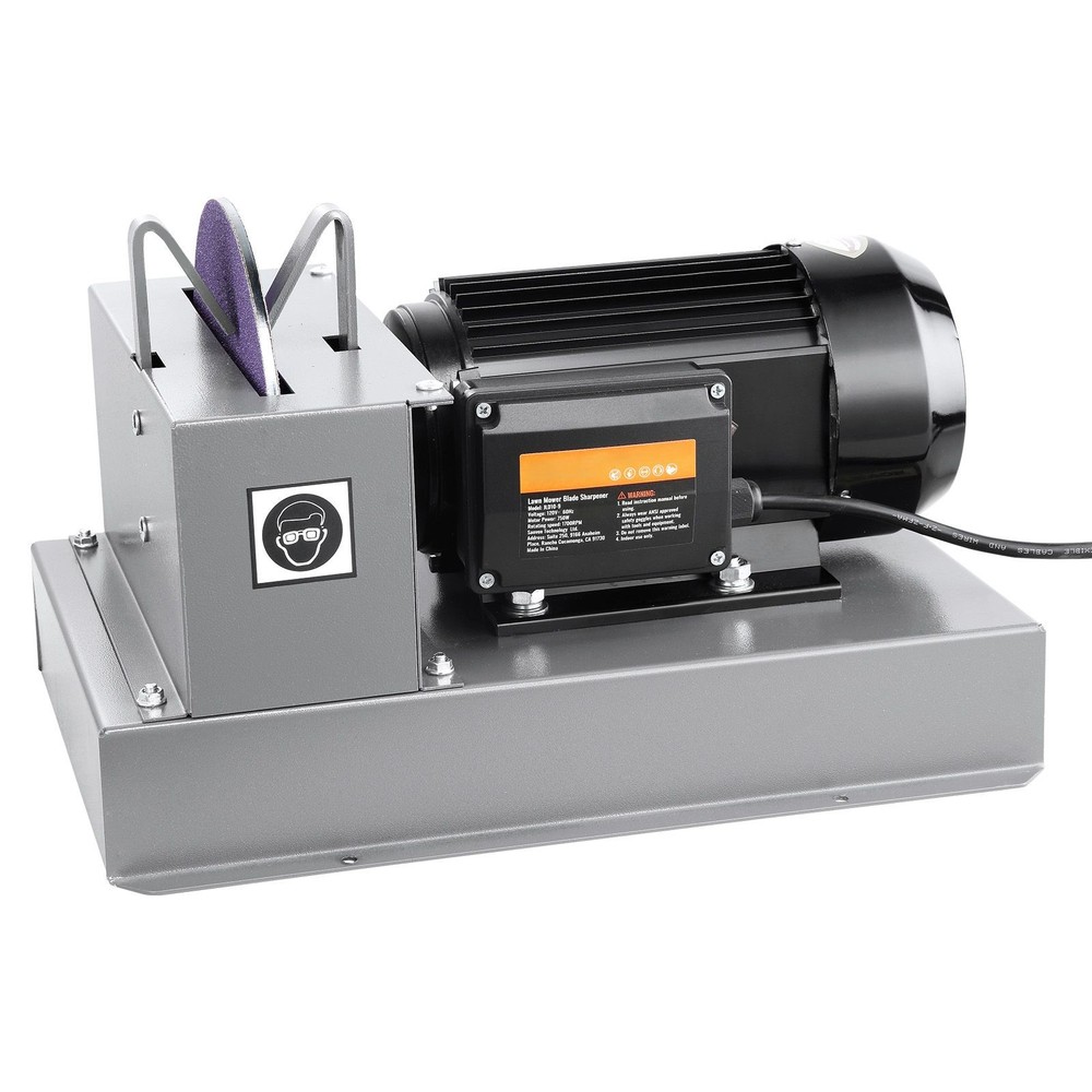 Bench-Mount Lawn Blade Sharpener - 750W, 9in Ceramic Wheel, Solid Steel