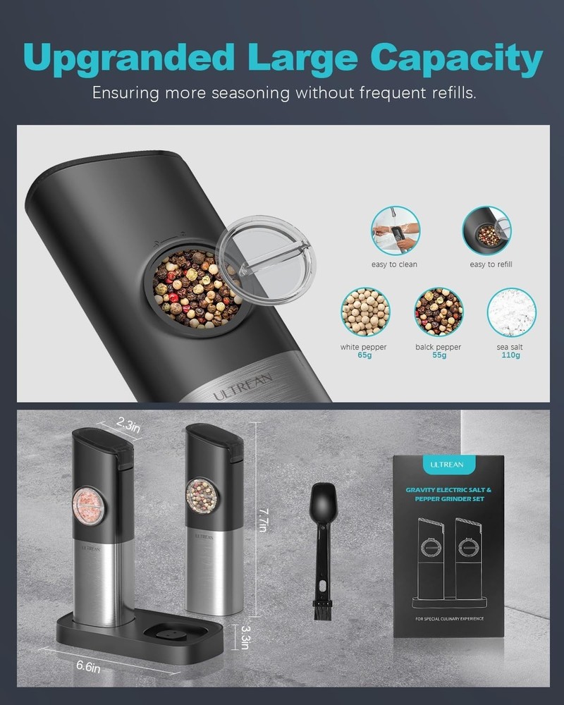 Rechargeable Electric Salt & Pepper Grinder Set