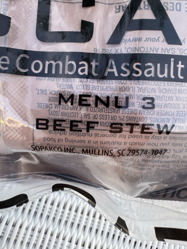 2 PACK Beef Stew High Energy Menu 3 Close Combat Assault Ration CCAR 2028