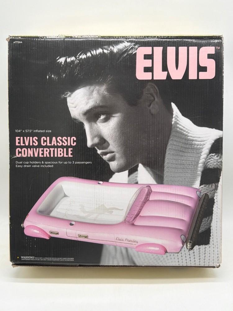 Elvis Classic Convertible Inflatable Pool Float With Dual Cup Holders & Spacious