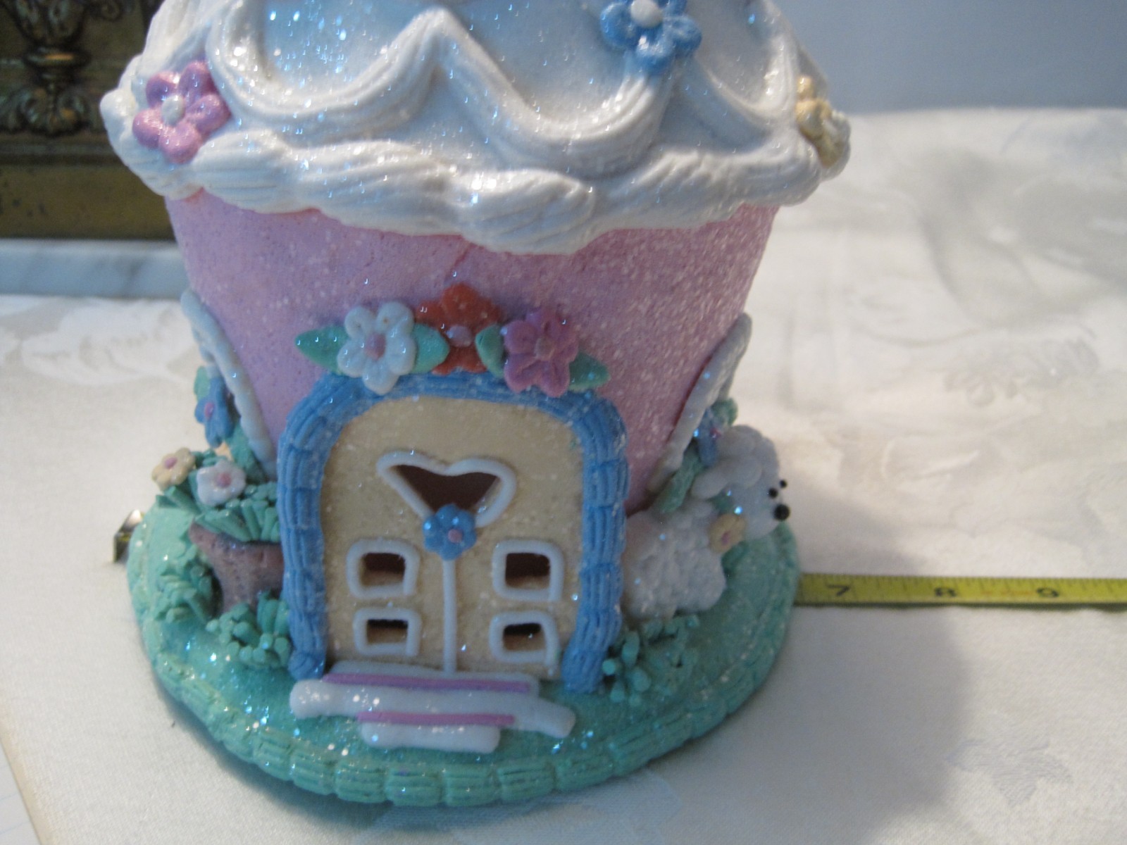 Cupcakes & Cashmere SUGARED Pastel Easter light up cupcake house with lamb