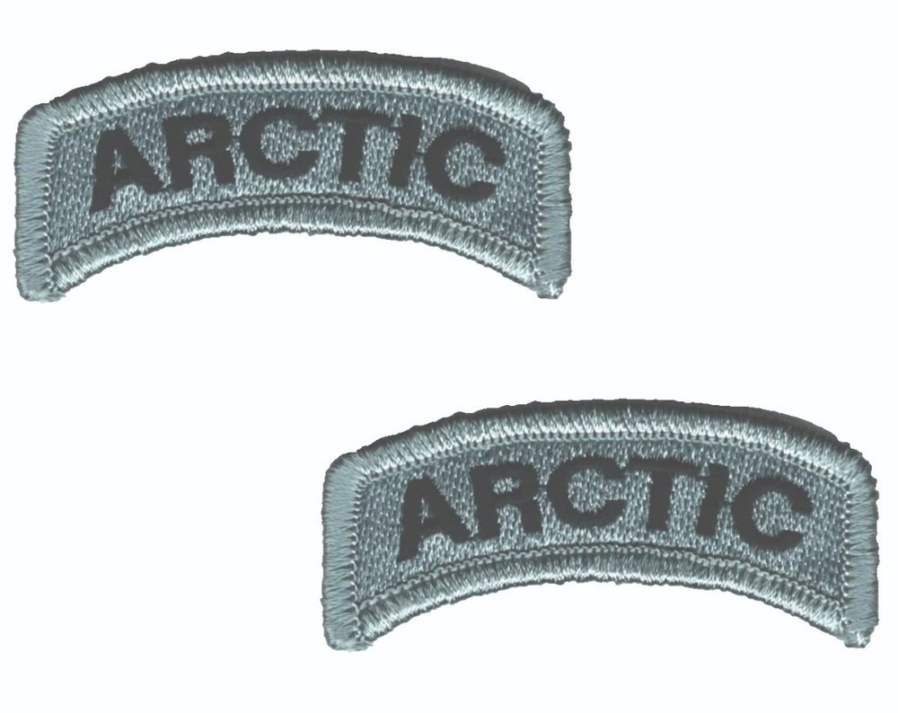 2 US Army Arctic Tab Patch Grey Tactical Military Hook Back (2 1/4" in)