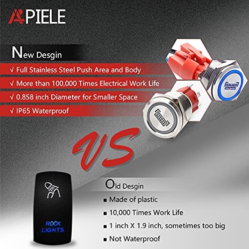 Led Light Bar Push Button Switch ON Off SPST Sliver Shell-Blue LED LIGHT BAR